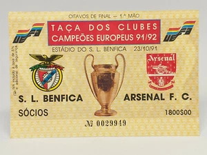 1991 EUROPAMEISTER CLUBS CUP Fußball Ticket BENFICA vs ARSENAL 23.10.1991 - Bild 1 von 7