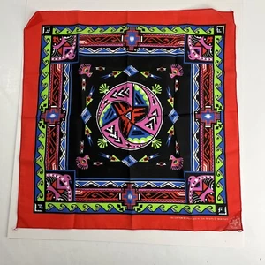 Wamcraft Aztec Bird Bandana Handkerchief Red Black Vintage 21" x 21" New - Picture 1 of 7