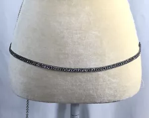 Rhinestone Chain Belt Skinny Metal - Adjustable 38 to 48 in - Picture 1 of 8