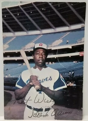 Major League Baseball HANK AARON SIGNED 4x6 Authentic Color Photo 9BA60 - Image 1 of 4