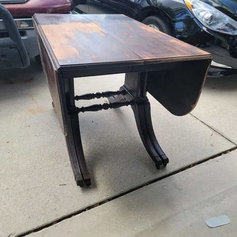 Antique BRANDT Mahogany Drop Leaf Extendable Table FOR REPAIRS Local PickUp Only Cover