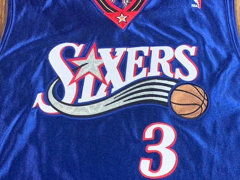 Philadelphia 76ers Authentic Allen Iverson Champion jersey size 48 XL Cover