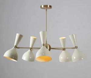Lámpara de araña de cinco brazos diez luces estilo Stilnovo sombra Sputnik lámpara decoración - Imagen 1 de 8