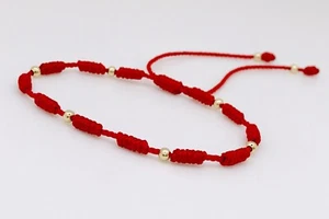 Pulsera Roja Con Nudos Y Bolas 3mm de oro laminado - Imagen 1 de 3