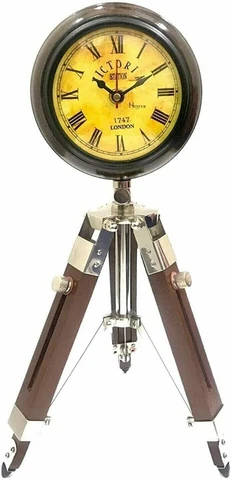 Handmade Wooden Table Top Clock With Tripod Stand Clock Maritime Victoria Style Cover