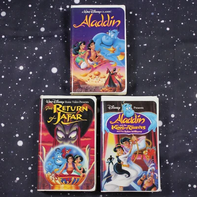 Aladdin, The Return of Jafar, and ...King of Thieves: Disney VHS Lot - Clamshell - Image 1 of 4