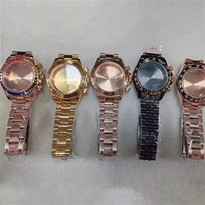39MM Steel PVD Watch Case + Watch Strap Mineral Glass for VK63 Quartz Movement - Picture 1 of 11