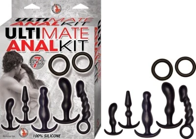 JUEGO COMPLETO ANAL 7 PIEZAS ULTIMATE KIT-NEGRO DIF. TAPONES-PRÓSTA-ANILLOS SILICONA Foto 1 de 3