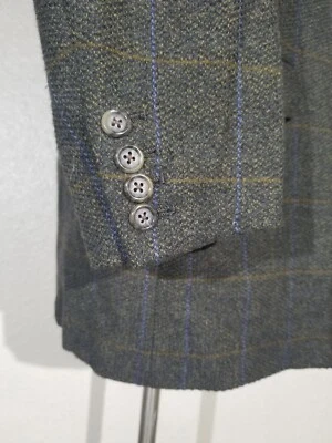 Abrigo Blazer Chaqueta 44R Hickey Freeman Lana Cachemira Naranja Azul Ventana Tweed Foto 1 de 4