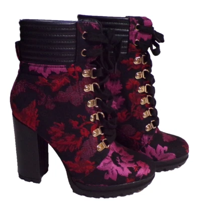 Botines ShoeDazzle Shandee negros florales con cordones de tacón alto talla 5,5 Foto 1 de 4