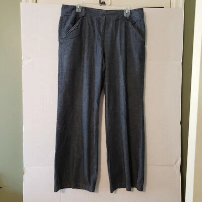 Pantalones para mujer Attention de pierna ancha azul oscuro chambry talla 14 100 % algodón Foto 1 de 4