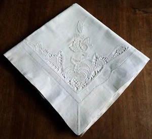 Pure Linen Thread Pillowcase Ecru Antique New Condition / Lace Embroidery Handmade - Picture 1 of 17