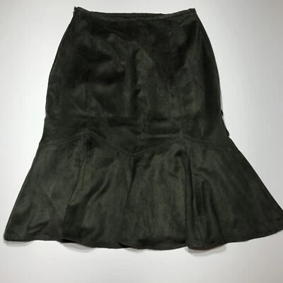 Casual Corner Annex Skirt Womens Size 8 NWT Green Trumpet Flare Faux Brushed - Image 1 of 4