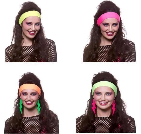 Adult Unisex Extreme 80s Neon Fancy Dress Accessory Workout Headband - Image 1 of 1