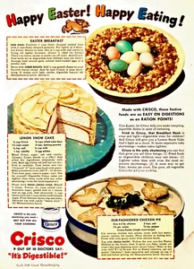 CRISCO SHORTENING—EASTER RECIPES—VINTAGE MAGAZINE ADVERTISEMENT—1944 PRINT AD - Picture 1 of 1