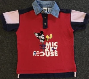 Polo vintage anni 90 bambini Disney Topolino colorblock XS cartone animato hip hop grunge - Foto 1 di 8