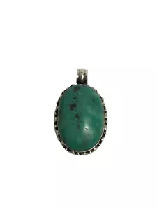 Turquoise Pendant 925 Sterling Silver Vintage Turquoise Silver Pendant - Picture 1 of 17
