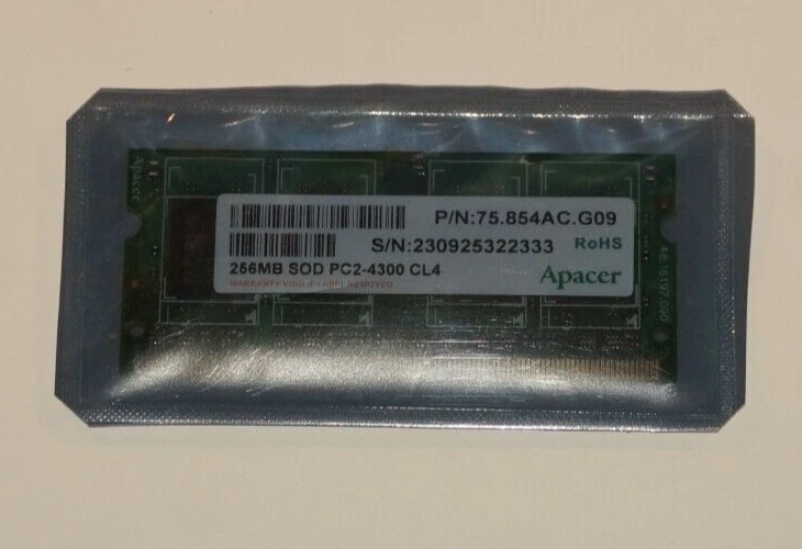 ※ New ※ Apacer (Elpida) 256MB Memory PC2-4300 CL4 75.854AC.G09 B62SRCA E186014 - Image 1 of 1