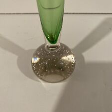 Vintage Hand Blown Green Ball Bubble Bullicante “Full Of Bubbles” Bud Vase 6"