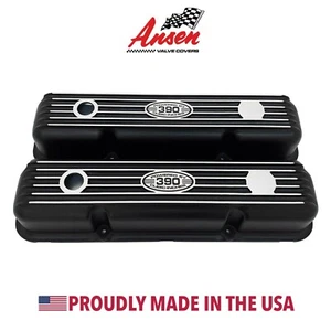 Ford FE 390 Short Valve Covers Black "POWERED BY 390 CUBIC INCHES" - Ansen USA - Foto 1 di 4