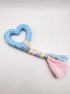 Blue Interactive Weaving Ropes Rubber Heart-Shape Dogs Teething Puppies Chew Toy - Picture 1 of 1