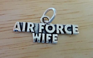 Sterling Silver 11x25mm says Air Force Wife Military Charm! - Picture 1 of 2