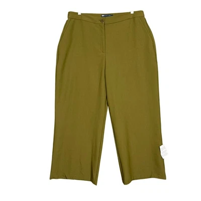 Pantalones ASOS 12P Petite verde oliva pierna ancha tiro alto cintura elástica recortada nuevos con etiquetas Foto 1 de 4