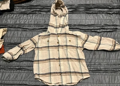 Antigua chaqueta con capucha azul marino para niños pequeños. Cuadros Beige Talla 3T Foto 1 de 4