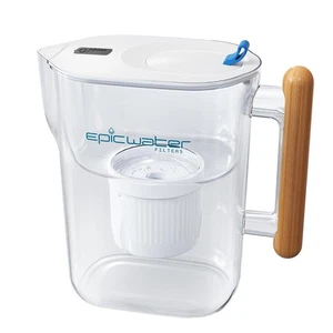 Epic Water Filters Pure Filter Pitchers for Drinking Water - White & Bamboo - Picture 1 of 5