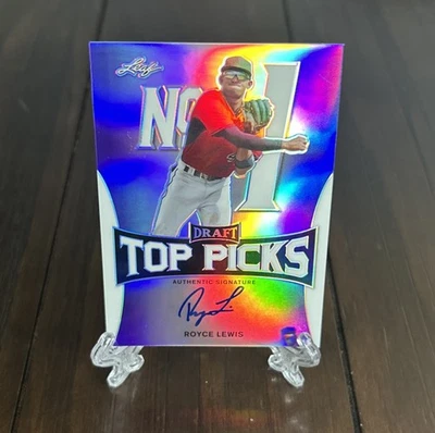 Royce Lewis 2017 Leaf Metal Draft TOP PICKS PURPLE #5/15 Twins HARD SIGNED - Image 1 of 2