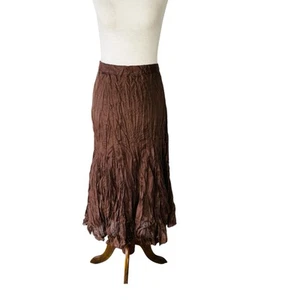 NWT KAKTUS Crinkle Flare Midi Skirt Plus Size 2X XXL 20 22 Brown - Picture 1 of 7