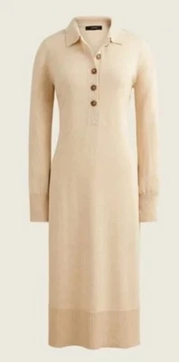 NWT J.CREW Women’s Collared 100% Merino Wool Sweater Dress Sheath Beige sz XS - Image 1 of 4