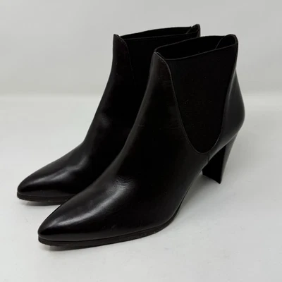 STUART WEITZMAN Dark Brown Leather Heeled Ankle Boots 9M Pointy Toe - Image 1 of 4