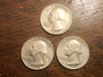 1977 P, 1978 D (FILLED D) & 1979 P WASHINGTON QUARTERS - Image 1 of 2