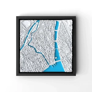 3D-Stadtmodell Zürich, Rahmen mit Aufhängerset - leuchtet durch water glow! - Bild 1 von 4