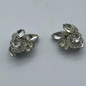 Vintage Eisenberg Ice Ohrringe glasklar Strass Clip On signiert - Bild 1 von 7