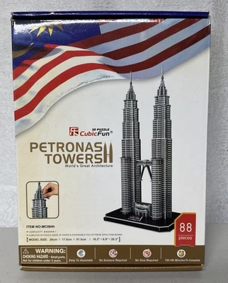 3D Puzzle Petronas Towers Puzzle 20"x10"x7" Cubic Fun New Sealed Box 88 Pieces - Image 1 of 4