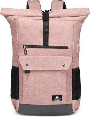TRAVISTAR Rucksack Damen, Wasserfester Laptop Rolltop Backpack Rucksäck 15,6 Zoll, Groß R