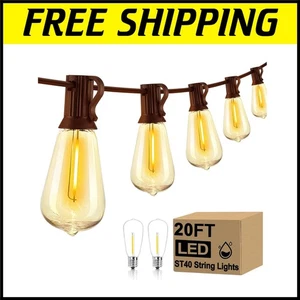 Energy Efficient 20Ft LED String Lights with 22 Shatterproof Edison Bulbs - Picture 1 of 11