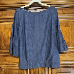 Lauren Ralph Lauren Tunika Oberteil Damen Petite PL blau Glockenärmel Denim Bluse gebraucht, in einwandfreiem Zustand - Bild 1 von 10