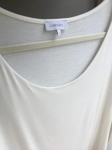 Ladies Jaeger Size XL Ivory Viscose-Mix 3/4 Sleeve T-Shirt Front Lined Top - Picture 1 of 6