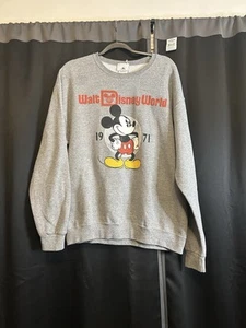 Disney Parks Walt Disney World Mickey Grey Crew Neck Sweatshirt Unisex Large - Picture 1 of 3