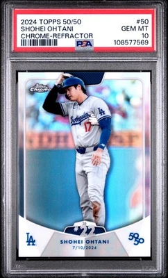 2024 TOPPS 50/50 SHOHEI OHTANI CHROME-REFRACTOR #50 SHOHEI OHTANI PSA 10 - Image 1 of 2