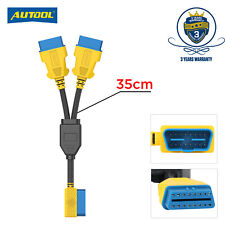 16 Pin OBDII OBD2 Male to Dual Female Diagnostic Splitter Extension Cable Adapte
