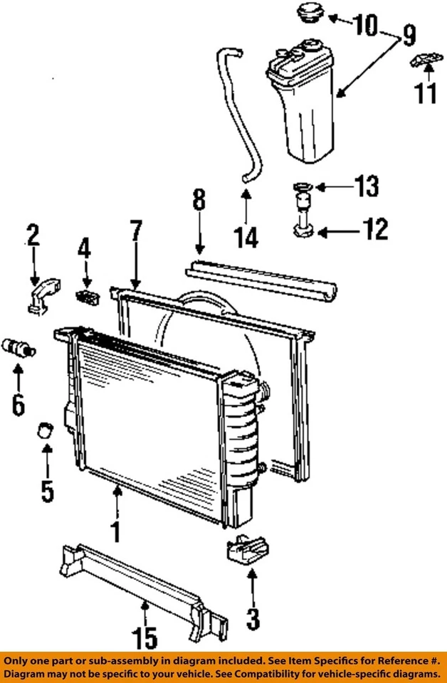 Componentes del radiador de refrigeración BMW OEM 88-10 318i - montaje inferior del radiador 17111178412 Foto 1 de 1