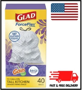 Glad ForceFlex Tall Kitchen Drawstring Trash Bags, 13 Gallon, Gain Lavender - Picture 1 of 3