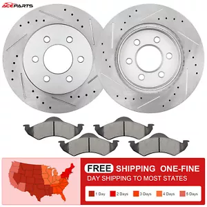 FRONT ROTORS + BRAKE PADS FOR 2000-2002 DODGE DURANGO DAKOTA DRILLED ROTORS USA - Picture 1 of 8