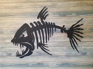 Fishbone Geisterfisch Deko aus 3mm Stahl Halloween Angeln Angelsport Hecht - Picture 1 of 2