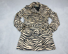 Lauren Ralph Lauren Jacket Womens Medium Brown Black Trench Coat Zebra Print