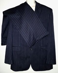 Chaps 100% Wool Suit Jacket & Pants Set 40R Navy Blue Pinstripe, Very Sharp